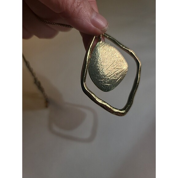 Vintage Stunning 32 " VCLM  Necklace Diamond Shaped Pendant Gold Tone - Picture 3 of 6